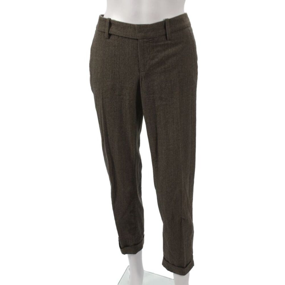 Metradamo Womens Ankle Pants Brown Check Virgin Wool Size 42